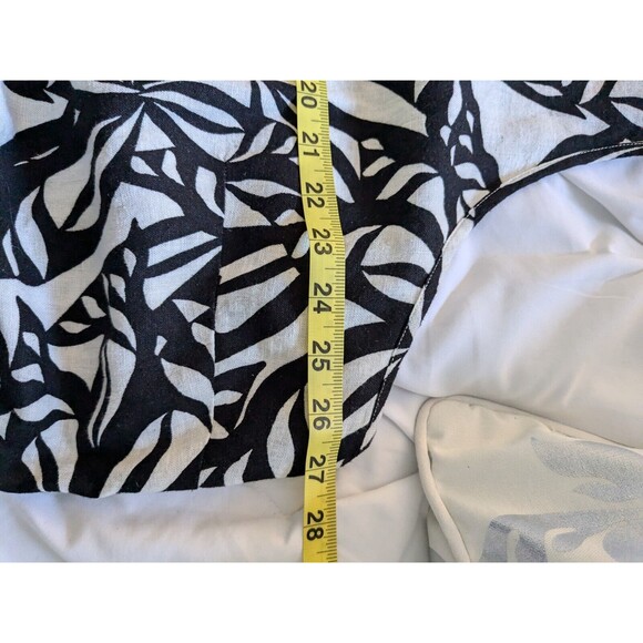J Jason Wu Romper Women's sz 2X Linen Blend Black White Hawaiian Botanical Zip - Picture 12 of 16